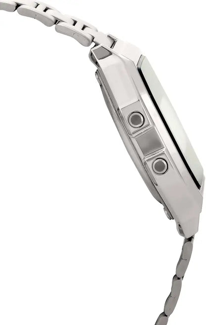 Retro Digital Watch – Stainless Steel, Water Resistant, Alarm, Chronograph